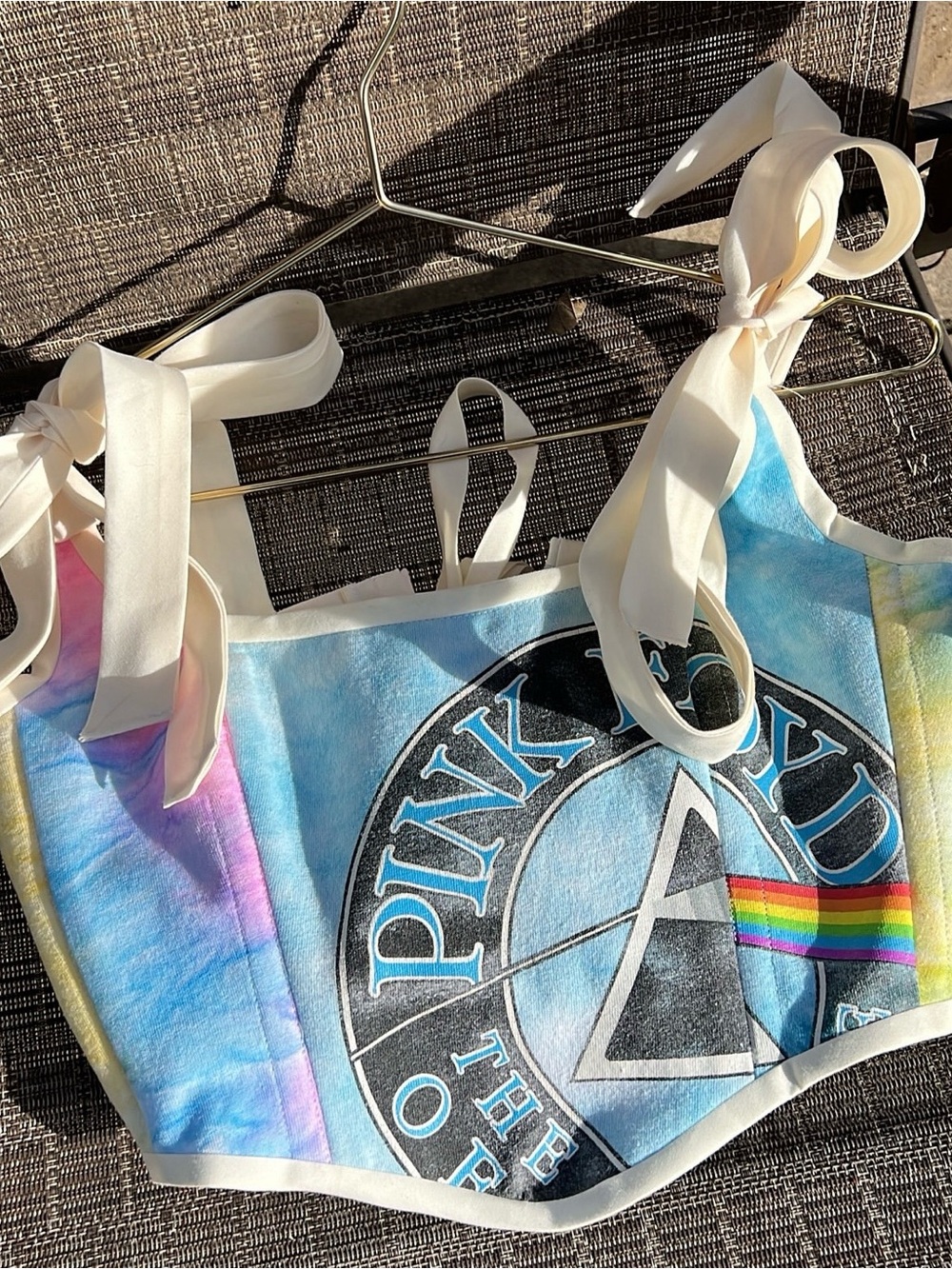 Upcycled handmade corset from Pink Floyd vintage tee